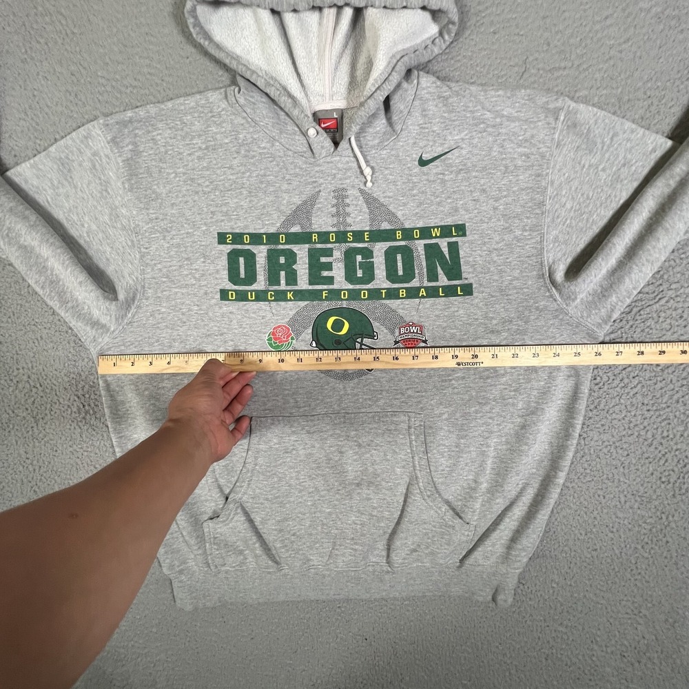Oregon Ducks Football Hoodie Mens Large Gray Nike Pullover Sweatshirt Rosebowl - Picture 8 of 14